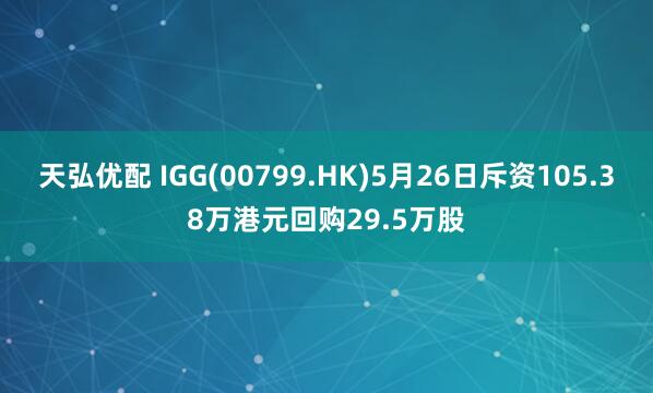 天弘优配 IGG(00799.HK)5月26日斥资105.38万港元回购29.5万股