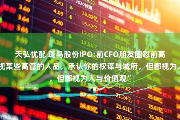 天弘忧配 斑马股份IPO:前CFO朋友圈怼前高管“非常鄙视某些高管的人品，承认你的权谋与城府，但鄙视为人与价值观”